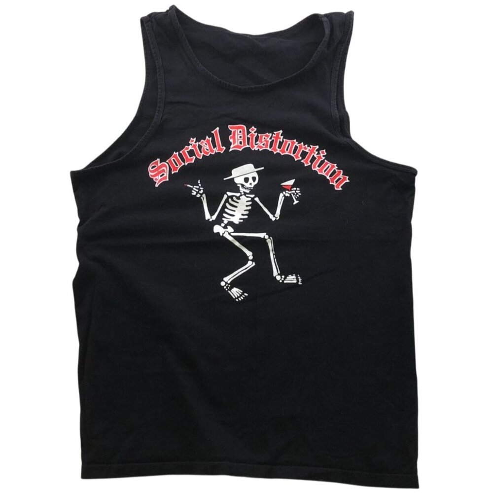 Social Distortion Mens Tank Top Small Black Graphic Top Skeleton Grunge Crew